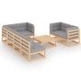 Garden furniture 8 pieces and cushions solid pine wood by vidaXL, Garden sets - Ref: Foro24-3076699, Price: 668,99 €, Discoun...