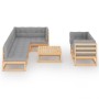 Garden furniture 8 pieces and cushions solid pine wood by vidaXL, Garden sets - Ref: Foro24-3076699, Price: 668,99 €, Discoun...