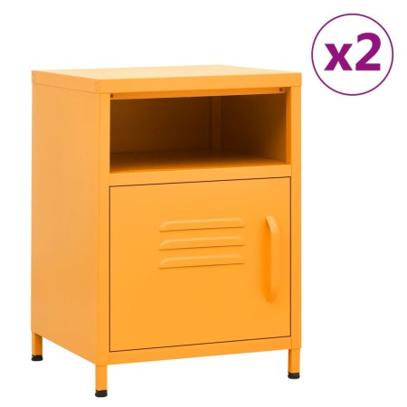 Bedside tables 2 units mustard yellow steel 35x35x51 cm by vidaXL, Nightstands - Ref: Foro24-3095216, Price: 173,27 €, Discou...