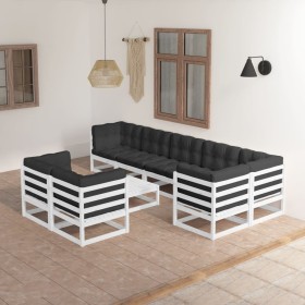 Gartenmöbel-Set 9-teilig und Kissen aus massivem Kiefernholz von vidaXL, Gartensets - Ref: Foro24-3076710, Preis: 823,99 €, R...