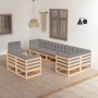 Gartenmöbel-Set 9-teilig und Kissen aus massivem Kiefernholz von vidaXL, Gartensets - Ref: Foro24-3076724, Preis: 879,71 €, R...