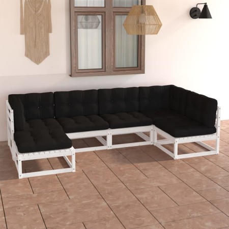 Set mit 6 Gartenmöbeln und Kissen aus massivem Kiefernholz von vidaXL, Gartensets - Ref: Foro24-3076735, Preis: 562,82 €, Rab...