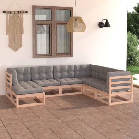 7-teiliges Gartenmöbel-Set und Kissen aus massivem Zirbenholz von vidaXL, Gartensets - Ref: Foro24-3076754, Preis: 614,68 €, ...