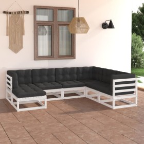 Gartenmöbel-Set 7-teilig und Kissen aus massivem Kiefernholz von vidaXL, Gartensets - Ref: Foro24-3076755, Preis: 644,30 €, R...