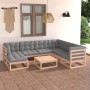 Gartenmöbel 8-teilig und Kissen aus massivem Kiefernholz von vidaXL, Gartensets - Ref: Foro24-3076759, Preis: 646,99 €, Rabat...