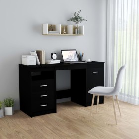 Black engineered wood desk 140x50x76 cm by vidaXL, Desks - Ref: Foro24-3054781, Price: 173,16 €, Discount: %