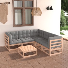 Gartenmöbel-Set 6-teilig und Kissen aus massivem Kiefernholz von vidaXL, Gartensets - Ref: Foro24-3076779, Preis: 483,99 €, R...