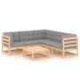 Garden furniture set 6 pieces and cushions solid pine wood by vidaXL, Garden sets - Ref: Foro24-3076779, Price: 485,63 €, Dis...