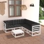 Set mit 6 Gartenmöbeln und Kissen aus massivem Kiefernholz von vidaXL, Gartensets - Ref: Foro24-3076780, Preis: 436,31 €, Rab...