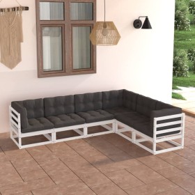 Gartenmöbel-Set 6-teilig und Kissen aus massivem Kiefernholz von vidaXL, Gartensets - Ref: Foro24-3076785, Preis: 589,84 €, R...