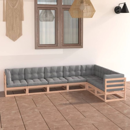 7-teiliges Gartenmöbel-Set und Kissen aus massivem Zirbenholz von vidaXL, Gartensets - Ref: Foro24-3076794, Preis: 685,02 €, ...