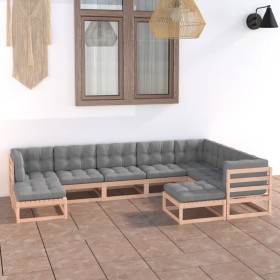 Set mit 9 Gartenmöbeln und Kissen aus massivem Zirbenholz von vidaXL, Gartensets - Ref: Foro24-3076804, Preis: 856,99 €, Raba...