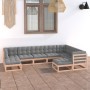 Set mit 9 Gartenmöbeln und Kissen aus massivem Zirbenholz von vidaXL, Gartensets - Ref: Foro24-3076804, Preis: 860,20 €, Raba...