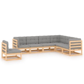 Garden furniture set 7 pieces and cushions solid pine wood by vidaXL, Garden sets - Ref: Foro24-3076814, Price: 685,54 €, Dis...