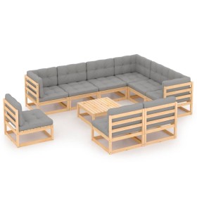 Gartenmöbel-Set 10-teilig und Kissen aus massivem Kiefernholz von vidaXL, Gartensets - Ref: Foro24-3076839, Preis: 945,93 €, ...