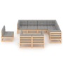 Gartenmöbel-Set 9-teilig und Kissen aus massivem Kiefernholz von vidaXL, Gartensets - Ref: Foro24-3076854, Preis: 881,04 €, R...