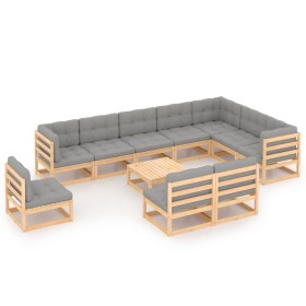 Garden furniture set 11 pieces and cushions solid pine wood by vidaXL, Garden sets - Ref: Foro24-3076849, Price: 1,00 €, Disc...