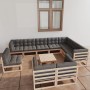 Juego de muebles de jardín 11 pzas y cojines madera maciza pino de vidaXL, Conjuntos de jardín - Ref: Foro24-3076869, Precio:...