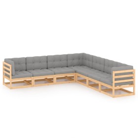 Garden furniture set 7 pieces and cushions solid pine wood by vidaXL, Garden sets - Ref: Foro24-3076874, Price: 685,54 €, Dis...