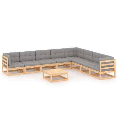 Garden furniture set 9 pieces and cushions solid pine wood by vidaXL, Garden sets - Ref: Foro24-3076889, Price: 832,01 €, Dis...