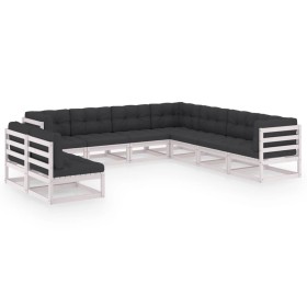 9-piece garden furniture set with white pine wood cushions by vidaXL, Garden sets - Ref: Foro24-3076905, Price: 746,67 €, Dis...