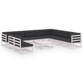 11-piece garden furniture set with white pine wood cushions by vidaXL, Garden sets - Ref: Foro24-3076920, Price: 972,44 €, Di...