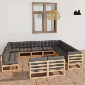 Garden furniture set 12 pieces and cushions solid pine wood by vidaXL, Garden sets - Ref: Foro24-3076944, Price: 1,00 €, Disc...