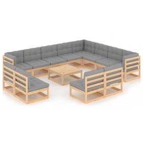 Garden furniture set 13 pieces and cushions solid pine wood by vidaXL, Garden sets - Ref: Foro24-3076949, Price: 1,00 €, Disc...