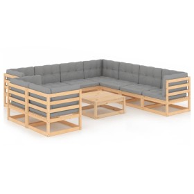 10-piece garden furniture set with solid pine wood cushions by vidaXL, Garden sets - Ref: Foro24-3076969, Price: 885,42 €, Di...