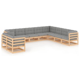 10-piece garden furniture set with solid pine wood cushions by vidaXL, Garden sets - Ref: Foro24-3076974, Price: 965,99 €, Di...