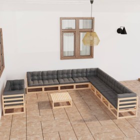 Juego de muebles de jardín 12 pzas y cojines madera maciza pino de vidaXL, Conjuntos de jardín - Ref: Foro24-3076989, Precio:...