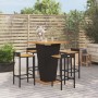 Bartisch und Gartenhocker 5 Stück Akazienholz PE Rattan schwarz von vidaXL, Gartensets - Ref: Foro24-3187724, Preis: 300,99 €...