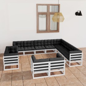 12-piece garden furniture set with white pine wood cushions by vidaXL, Garden sets - Ref: Foro24-3077005, Price: 1,00 €, Disc...