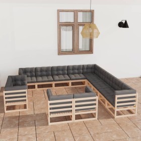 Juego de muebles de jardín 13 pzas y cojines madera maciza pino de vidaXL, Conjuntos de jardín - Ref: Foro24-3077014, Precio:...