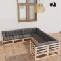 Garden furniture 8 pieces and cushions solid pine wood by vidaXL, Garden sets - Ref: Foro24-3077024, Price: 791,06 €, Discoun...