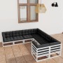 Set muebles jardín con cojines 8 pzas madera maciza pino blanco de vidaXL, Conjuntos de jardín - Ref: Foro24-3077025, Precio:...