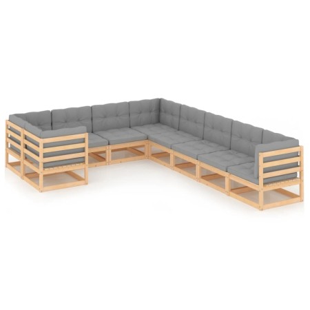 Garden furniture set 9 pieces and cushions solid pine wood by vidaXL, Garden sets - Ref: Foro24-3077034, Price: 860,35 €, Dis...