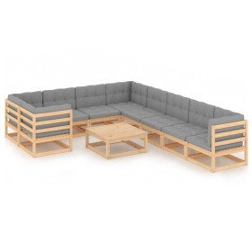 Garden furniture set 10 pieces and cushions solid pine wood by vidaXL, Garden sets - Ref: Foro24-3077039, Price: 871,70 €, Di...