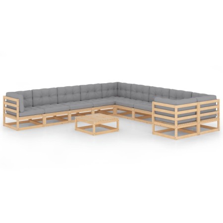 Garden furniture set 11 pieces and cushions solid pine wood by vidaXL, Garden sets - Ref: Foro24-3077059, Price: 1,00 €, Disc...