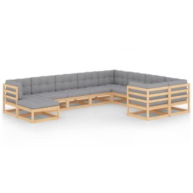 Garden furniture set 10 pieces and cushions solid pine wood by vidaXL, Garden sets - Ref: Foro24-3077074, Price: 929,82 €, Di...