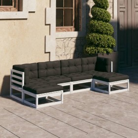 6-piece garden furniture set with solid white pine wood cushions by vidaXL, Garden sets - Ref: Foro24-3077115, Price: 421,55 ...