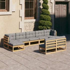 Garden furniture set 9 pieces and cushions solid pine wood by vidaXL, Garden sets - Ref: Foro24-3077134, Price: 835,99 €, Dis...