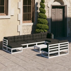 10-piece garden furniture set with white pine wood cushions by vidaXL, Garden sets - Ref: Foro24-3077140, Price: 715,62 €, Di...