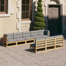 Garden furniture 8 pieces and cushions solid pine wood by vidaXL, Garden sets - Ref: Foro24-3077144, Price: 846,33 €, Discoun...