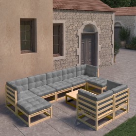 Garden furniture set 10 pieces and cushions solid pine wood by vidaXL, Garden sets - Ref: Foro24-3077159, Price: 797,41 €, Di...