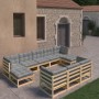 10-piece garden furniture set with solid pine wood cushions by vidaXL, Garden sets - Ref: Foro24-3077164, Price: 901,61 €, Di...