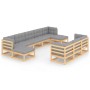 10-piece garden furniture set with solid pine wood cushions by vidaXL, Garden sets - Ref: Foro24-3077164, Price: 901,61 €, Di...