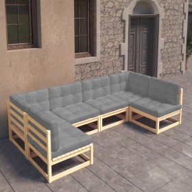 Juego de muebles de jardín 6 pzas y cojines madera maciza pino de vidaXL, Conjuntos de jardín - Ref: Foro24-3077174, Precio: ...