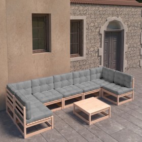 Garden furniture 8 pieces and cushions solid pine wood by vidaXL, Garden sets - Ref: Foro24-3077189, Price: 738,69 €, Discoun...