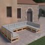 Garden furniture set 9 pieces and cushions solid pine wood by vidaXL, Garden sets - Ref: Foro24-3077194, Price: 933,41 €, Dis...